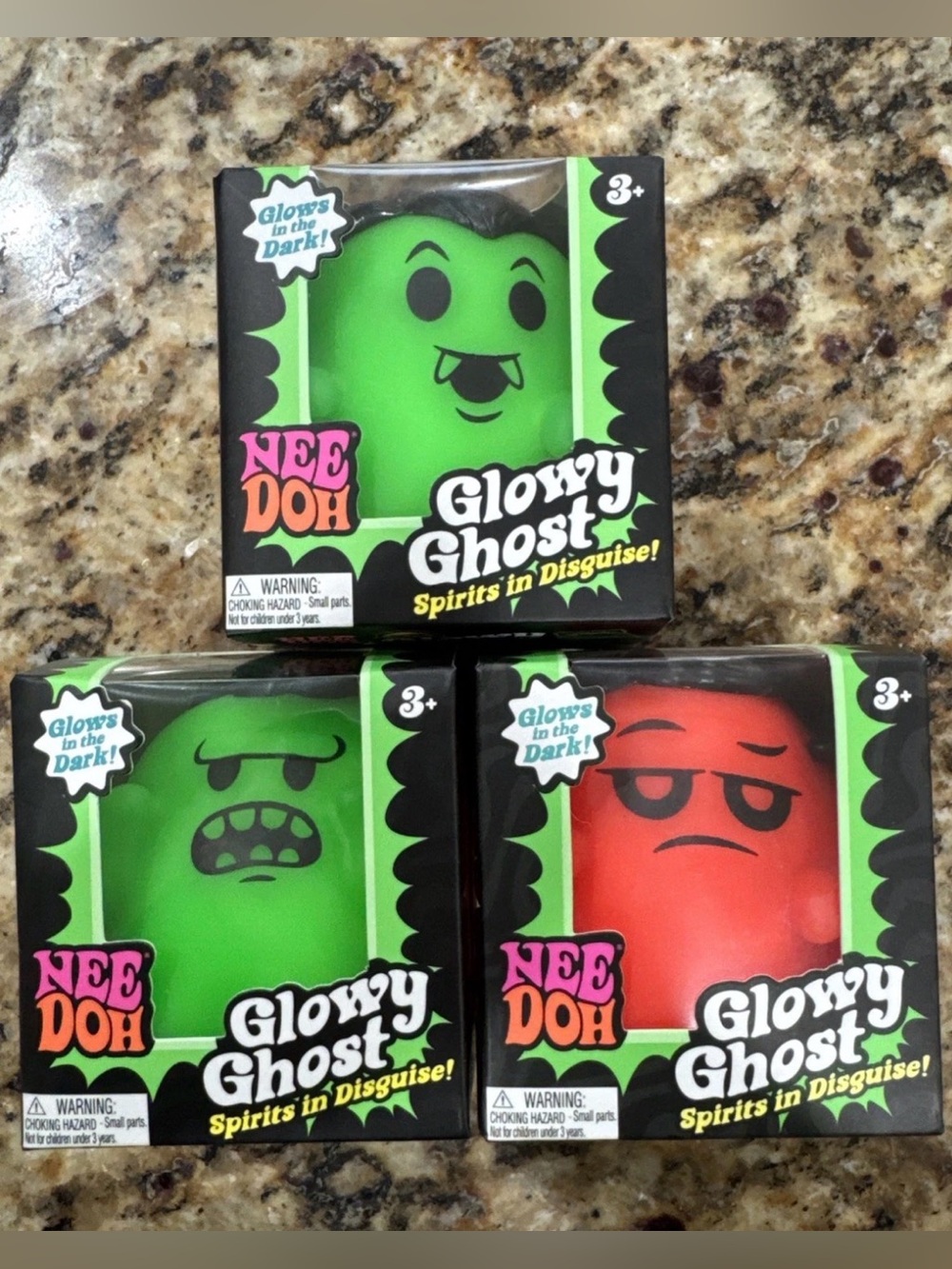 Nee Doh Glowy Ghost's Glow-In-The-Dark lot of 3 🔥 100% Authentic
